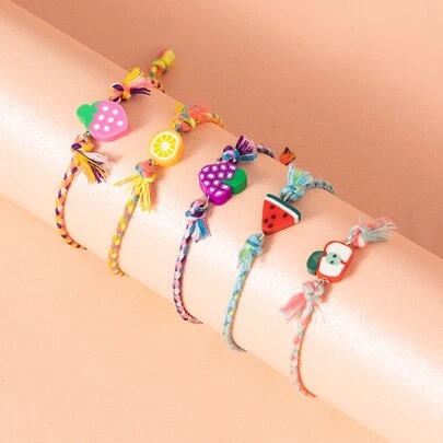 5入組女孩水果裝飾手鐲