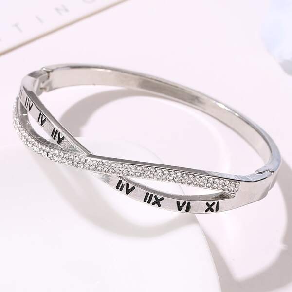 

Girls Rhinestone Decor Bracelet, Silver