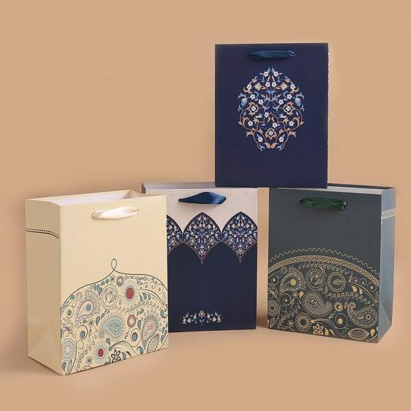 

4pcs Paisley Print Gift Bag, Multicolor