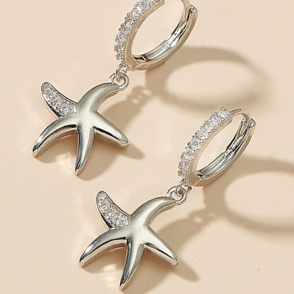 

Zircon Starfish Decor Drop Earrings, Silver
