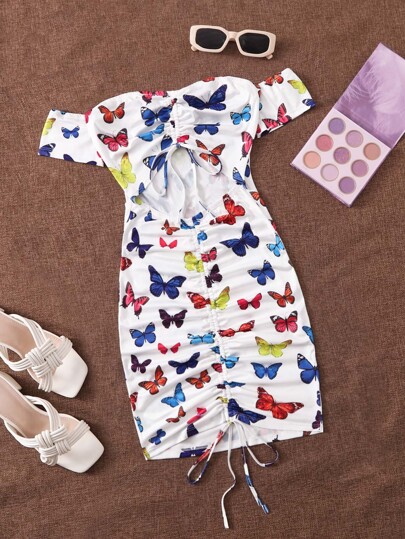 فستان رباط الظهر تصميم الحيوانات بوهو