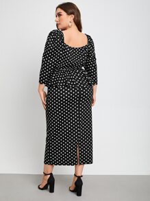 SHEIN Clasi Bộ thời trang Plus Size Trọn gói Chấm bi Thanh lịch - màu đen - Xem 3