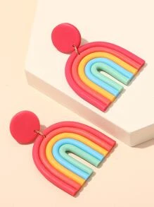 1 Pair Rainbow Earrings, Suitable For Everyday Wear - Multicolor - View 2