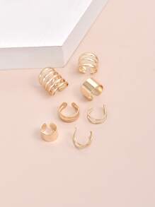 7pcs Hollow Out Earrings - Yellow Gold - View 2