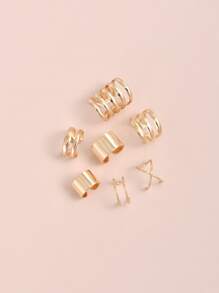 7pcs Hollow Out Earrings - Yellow Gold - View 3
