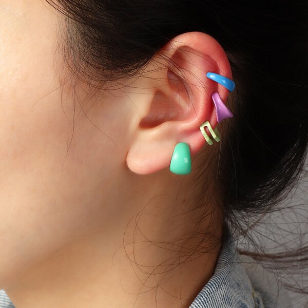

4pcs Minimalist Ear Cuff, Multicolor