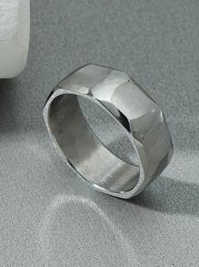 Anillo De Acero Inoxidable Para Hombres - Plateado - Ver 2