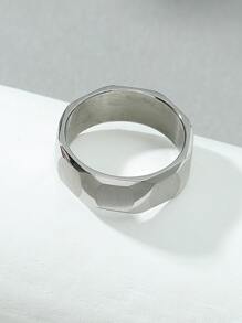 Anillo De Acero Inoxidable Para Hombres - Plateado - Ver 3