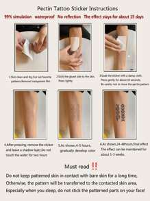 1sheet Moon & Mountain Tattoo Sticker - Blue - View 4