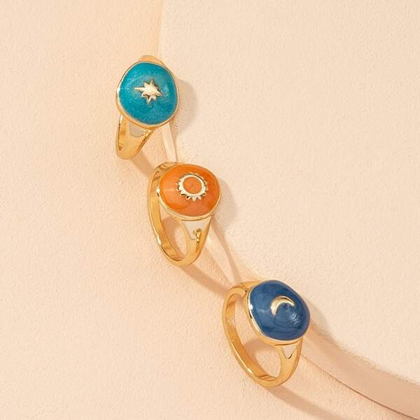 

3pcs Simple Ring, Multicolor