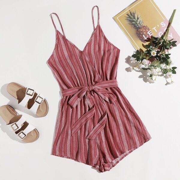 

Self Belted Cami Romper, Dusty pink