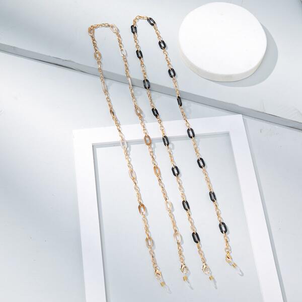 

2pcs Geometric Decor Glasses Chain, Multicolor
