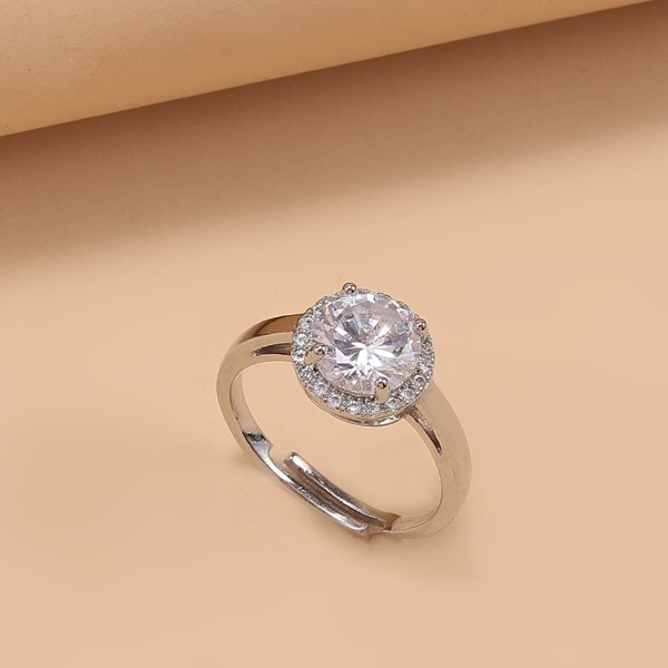

Rhinestone Decor Ring, Silver