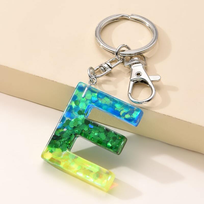 

Sequin Letter Keychain, Silver