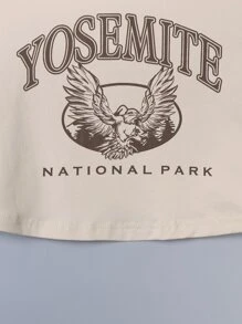 SHEIN Unity Letter and Eagle Print Tank Top - Apricot - View 3