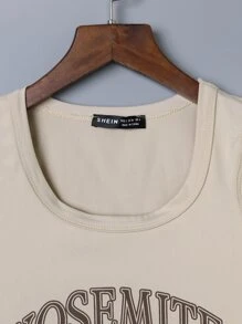 SHEIN Unity Letter and Eagle Print Tank Top - Apricot - View 4