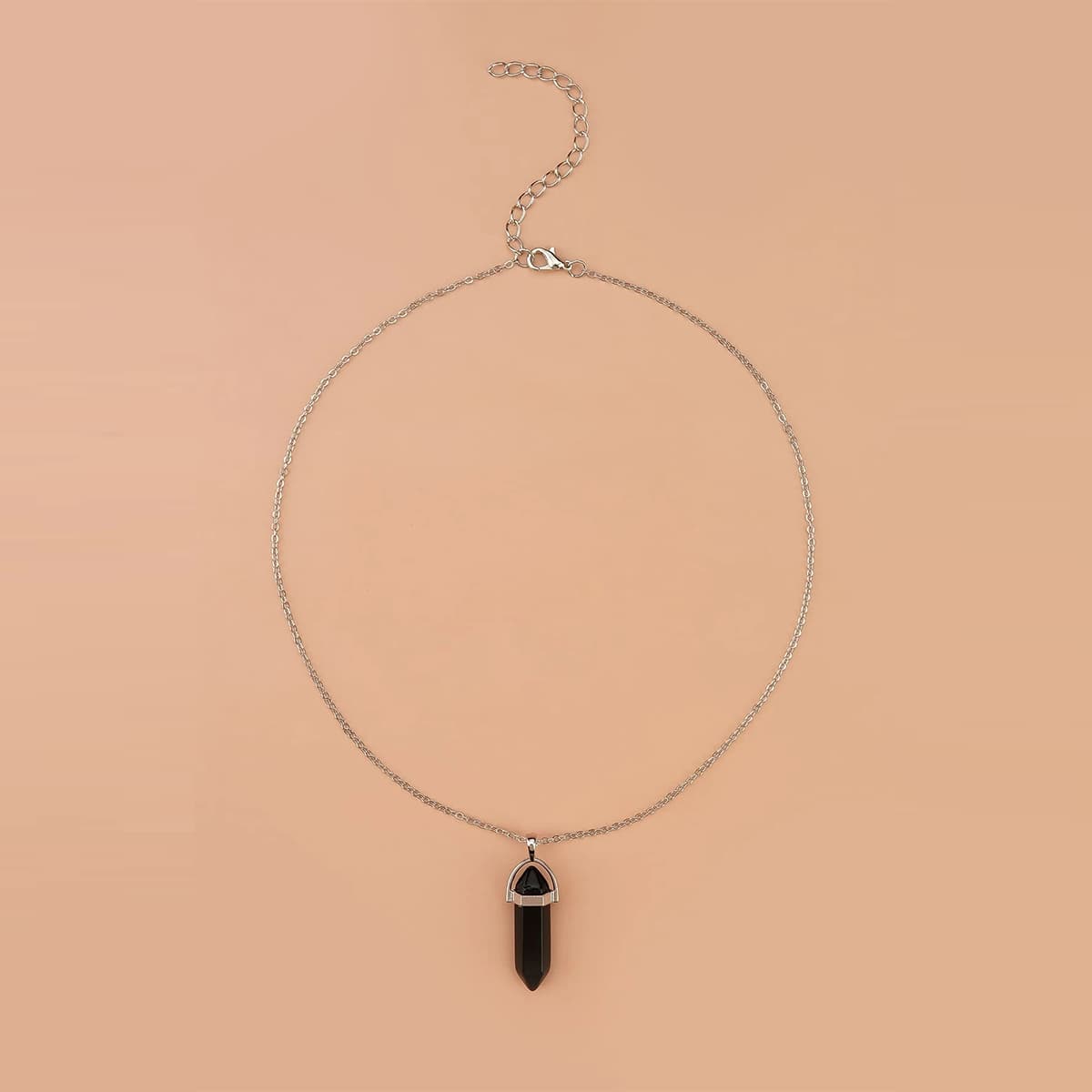 

Geo Crystal Pendant Necklace, Black