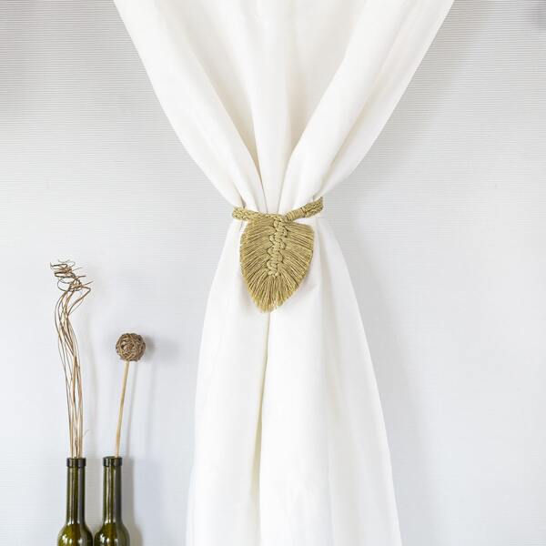 

1pc Woven Leaf Curtain Tieback, Khaki