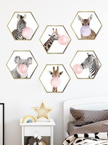 Bộ nhãn dán tường in hình động vật cho trẻ em - Nhiều màu - Xem 6