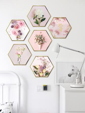 1 set Sticker mural imprimé fleurs, décalcomanie murale adhésive pour décoration maison, stickers, décalcomanies murales, décorations de vinyle pour décor de maison, articles de décoration de printemps pour rafraîchir votre maison, stickers de décoration de cadre