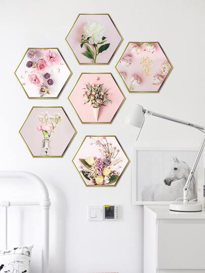1set Flower Print Wall Sticker, Self Adhesive Wall Art Decal For Home Decor,Stickers,Wall Decal, Vinyl Decal For Home Decorations,Spring Decoration Items Refresh Your Home,Rama Decoration Stickers Gifts Birthday Graduation