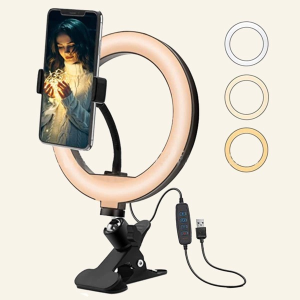 

1pc Clip Fill light With Phone Holder, Black