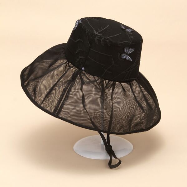 

Butterfly Decor Sun Hat, Black