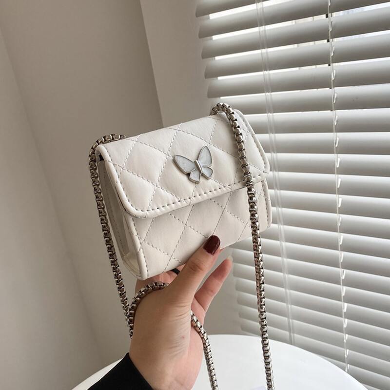 

Butterfly Quilted Mini Crossbody Bag, White