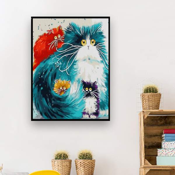 

Cat Pattern Diamond Painting Without Frame, Multicolor