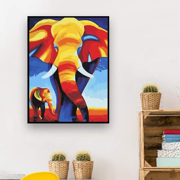 

Elephant Pattern Diamond Painting Without Frame, Multicolor