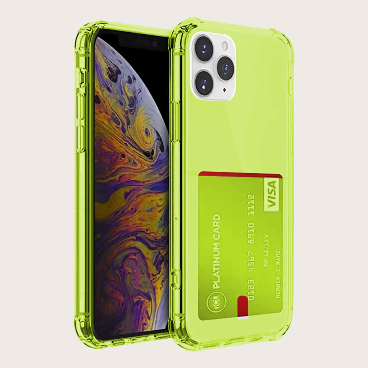

Phone Case With Card Holder, Lime green