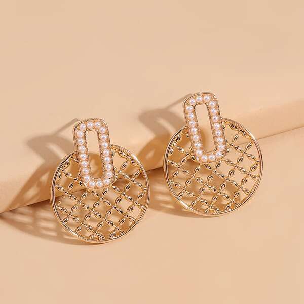 

Hollow Round Earrings, Gold