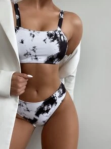Conjunto de bikini con estampado de mármol al azar - Multicolor - Ver 1