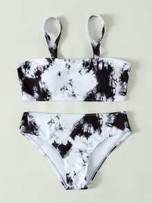 Conjunto de bikini con estampado de mármol al azar - Multicolor - Ver 3