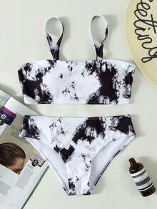 Conjunto de bikini con estampado de mármol al azar - Multicolor - Ver 6