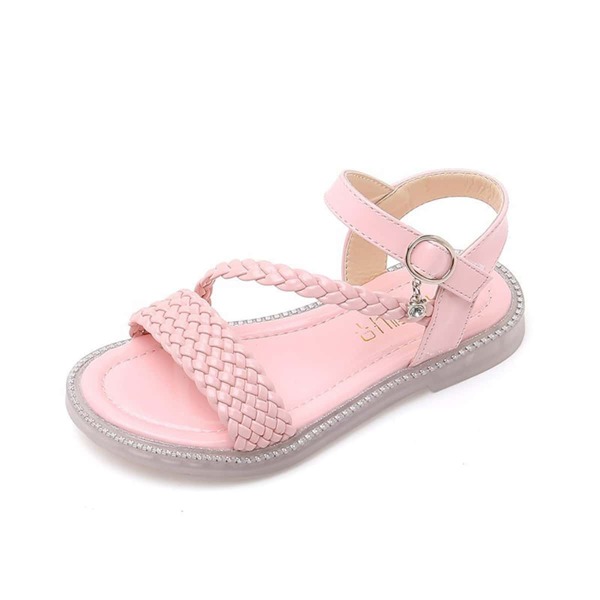 

Girls Braided Design Strappy Sandals, Pink