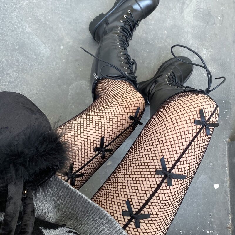 

Bow Decor Fishnet Tights, Black