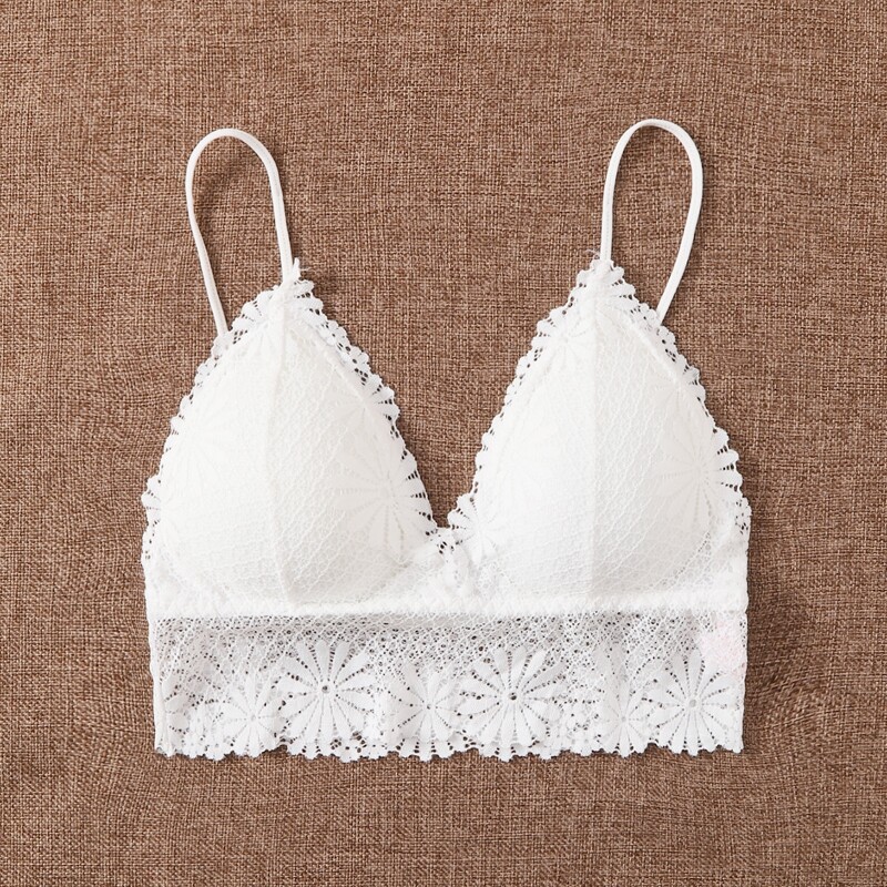 

Floral Lace Longline Bralette, White