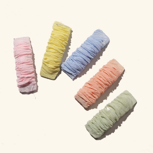 

5pcs Toddler Girls Ruched Hair Clip, Multicolor