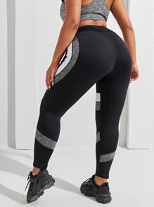 SHEIN Yoga Futuristic Quần thể thao Legging Plus Size  & Quần Khối Màu - màu đen - Xem 2