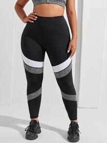 SHEIN Yoga Futuristic Quần thể thao Legging Plus Size  & Quần Khối Màu - màu đen - Xem 4