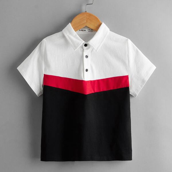 

Toddler Boys Colorblock Polo Shirt, Black and white