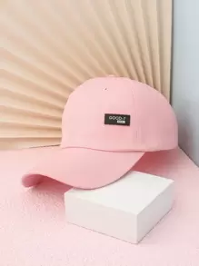 Gorra De Béisbol De Moda Estilo Y2k Con Etiqueta De Pu Simple Unisex, Adecuada Para Actividades Diarias Al Aire Libre, 1 pieza - Rosa - Ver 1