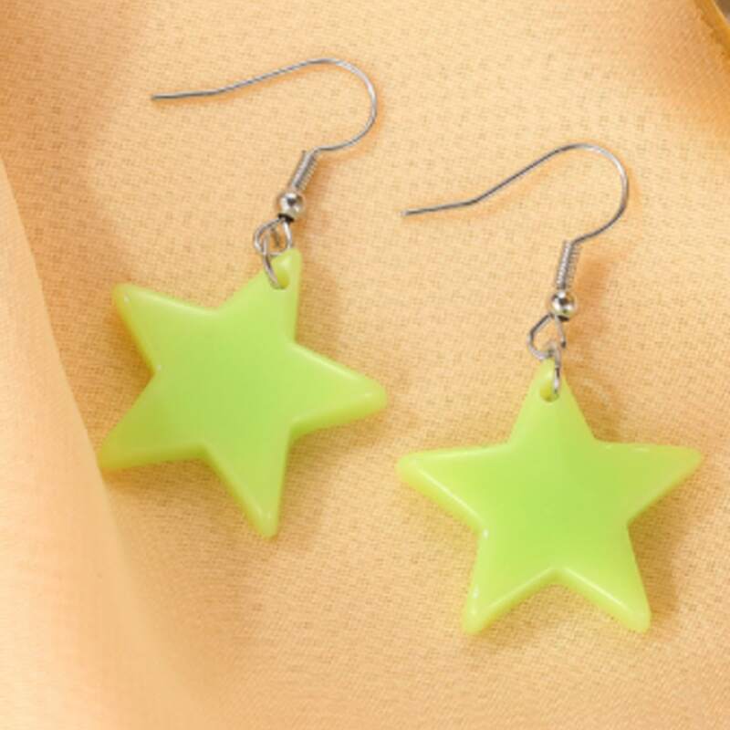 

Star Drop Earrings, Green
