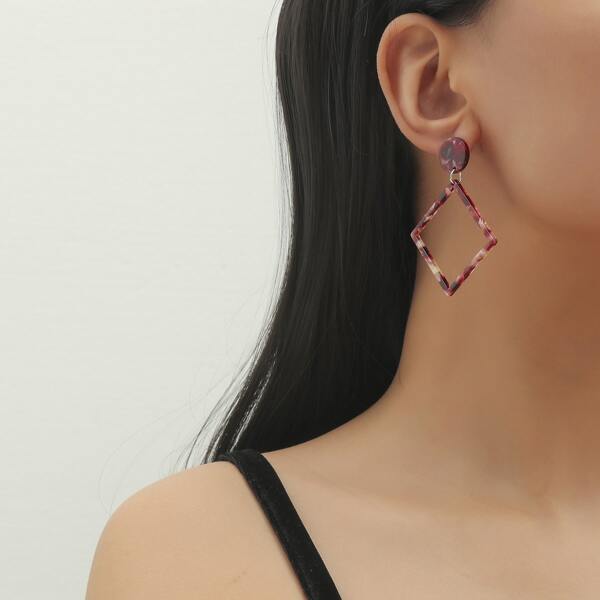 

Geo Decor Drop Earrings, Hot pink
