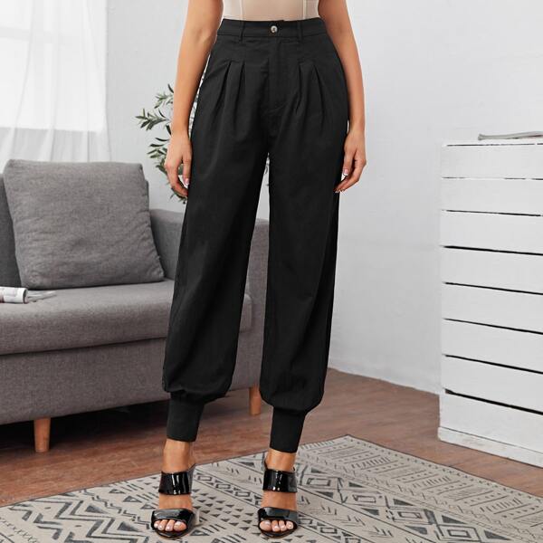 

High Waist Carrot Pants, Black
