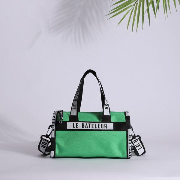

Letter Graphic Boston Bag, Green