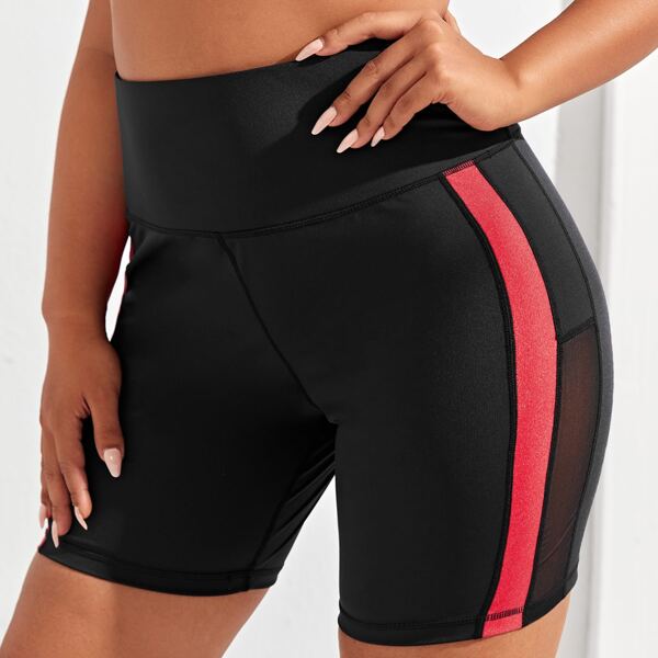 

Plus Contrast Sideseam Sports Shorts, Black