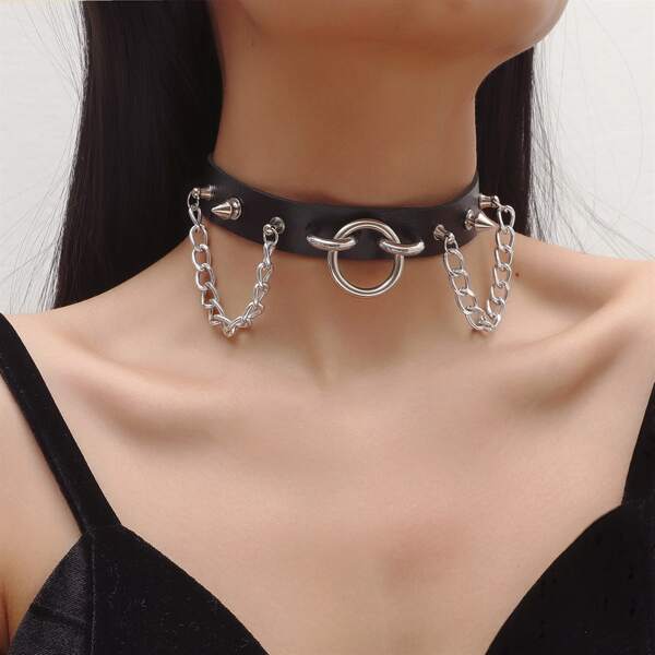 

Chain Decor Choker, Black