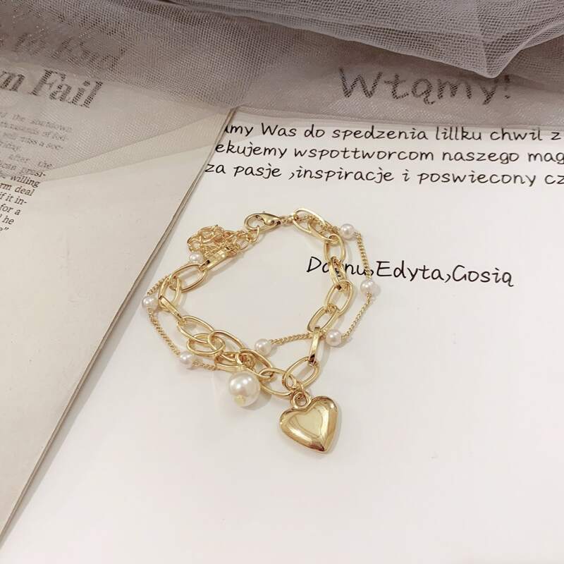 

Heart Layered Chain Bracelet, Gold